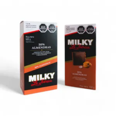 Tabl. Milky almendras sin azúcar x 100 g x 6 pzas