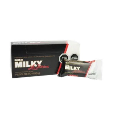 Barra mini milky La Ibérica sin azúcar x 20 g x 20 pzas